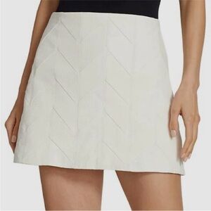 Alice+Olivia Ivory Riley Lambskin Mini Skirt
